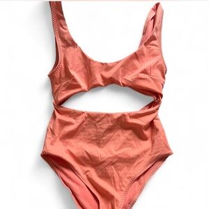 ZARA peach one piece swimsuit with cutouts